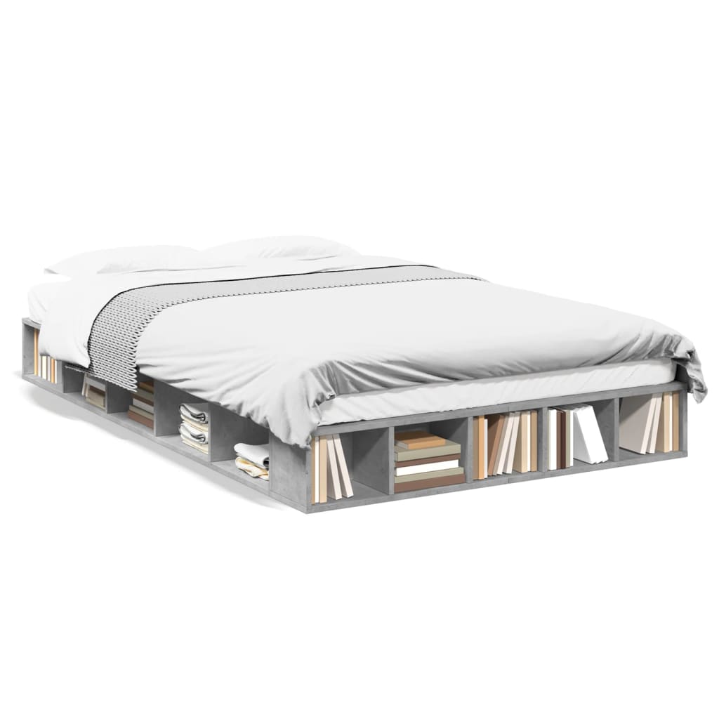 Bed Frame without Mattress Concrete Grey 135x190 cm Double