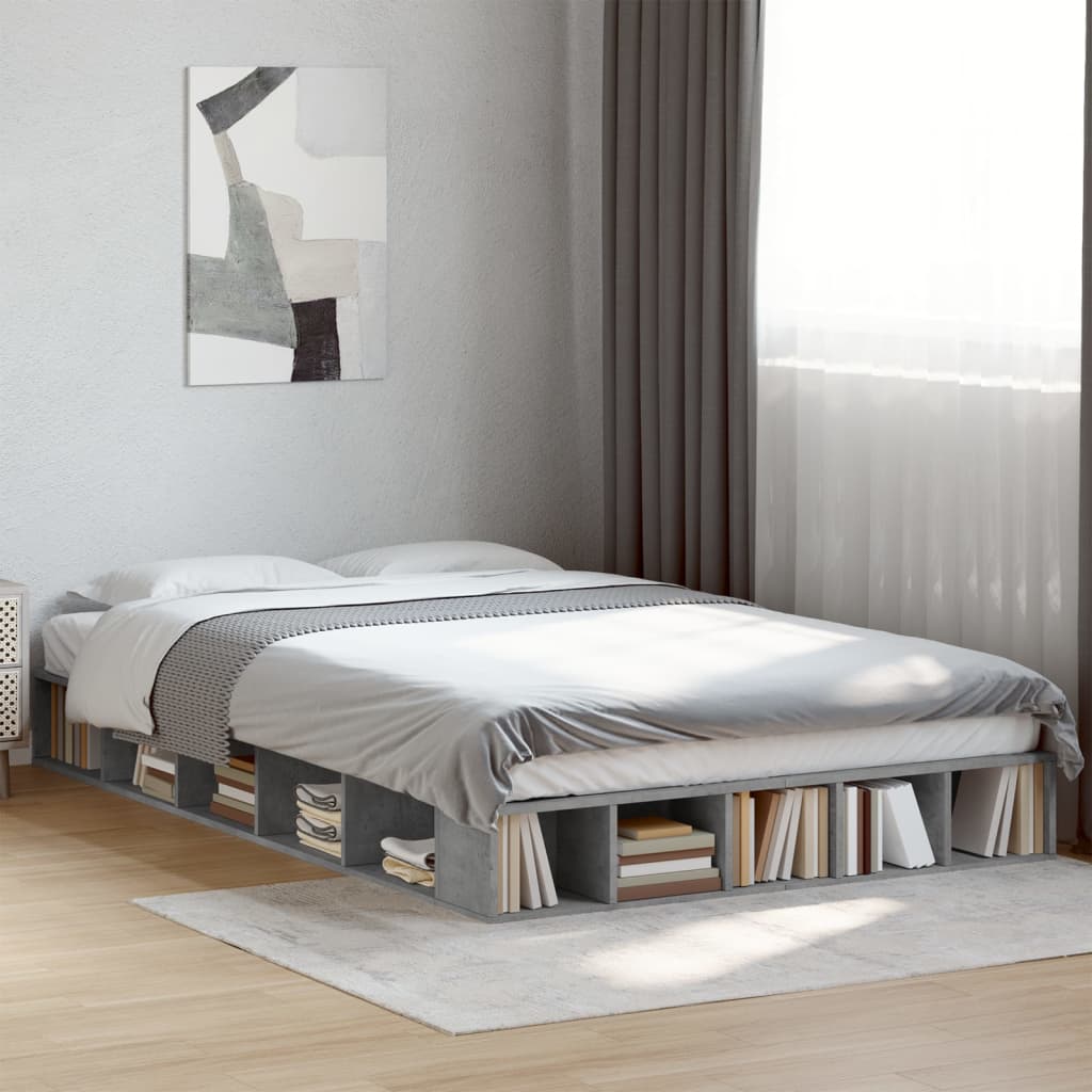 Bed Frame without Mattress Concrete Grey 135x190 cm Double