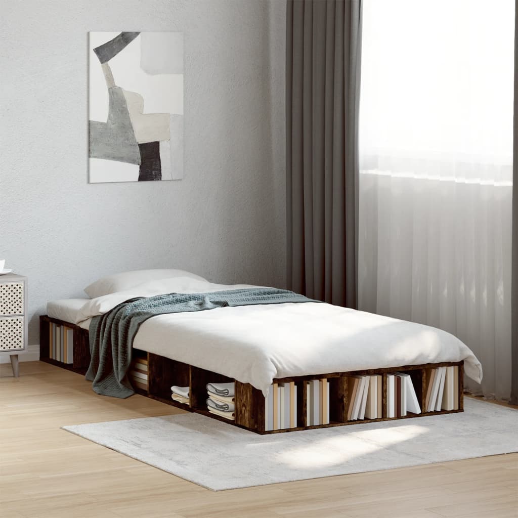 Bed Frame without Mattress Smoked Oak 100x200 cm