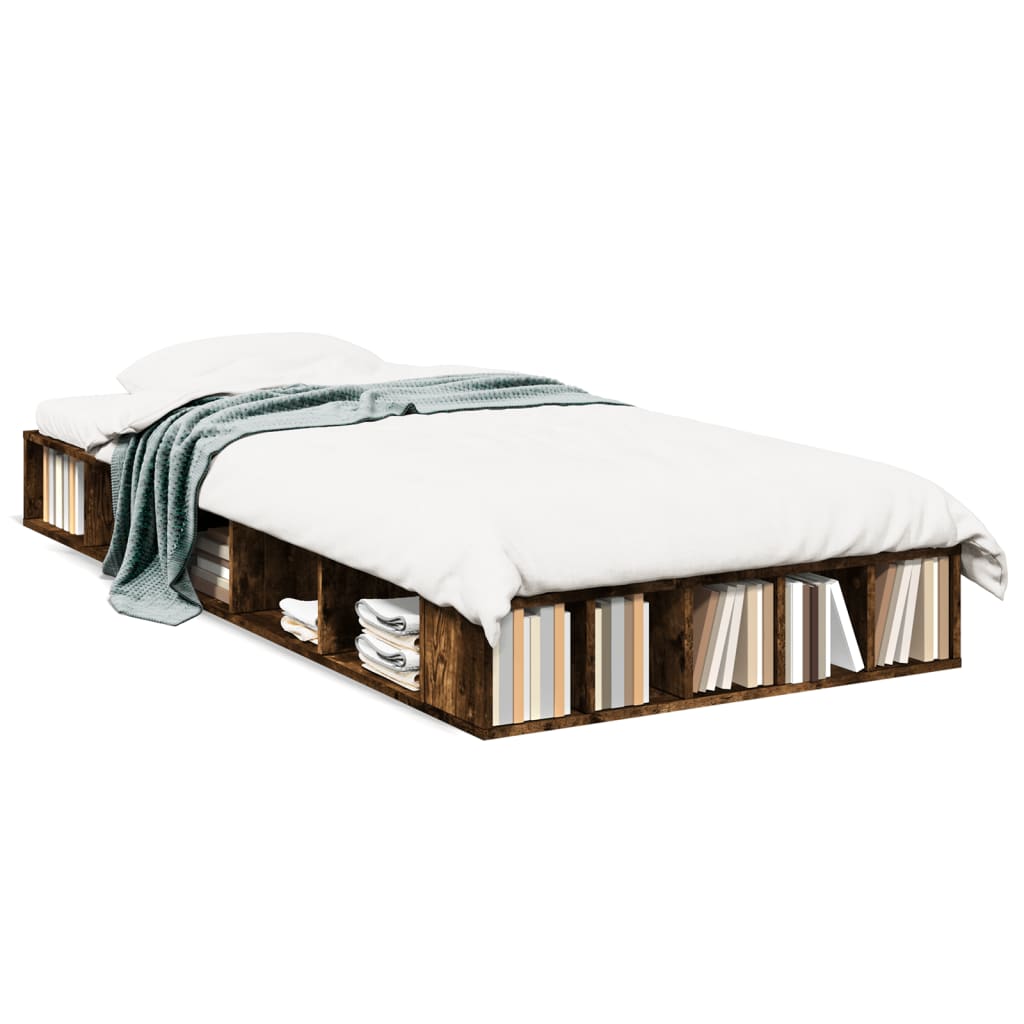 Bed Frame without Mattress Smoked Oak 90x190 cm Single