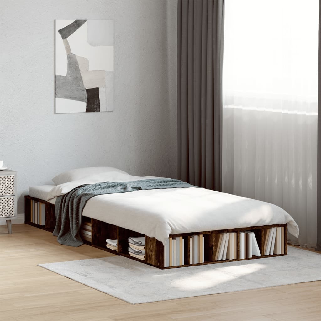 Bed Frame without Mattress Smoked Oak 90x190 cm Single
