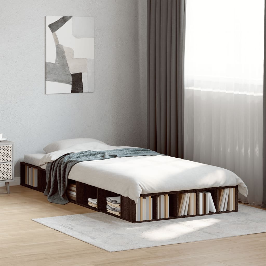 Bed Frame without Mattress Brown Oak 90x190 cm Single