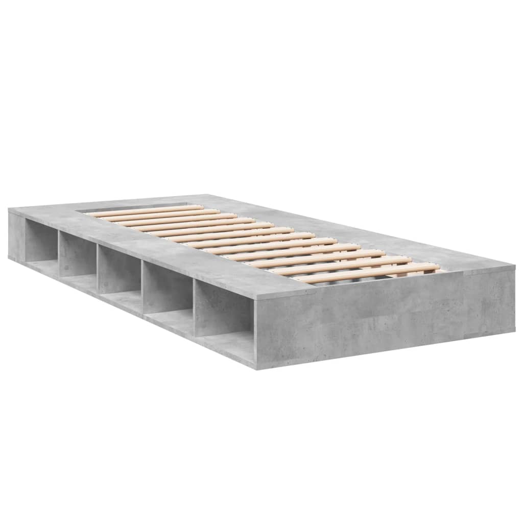 Bed Frame without Mattress Concrete Grey 75x190 cm Small Single