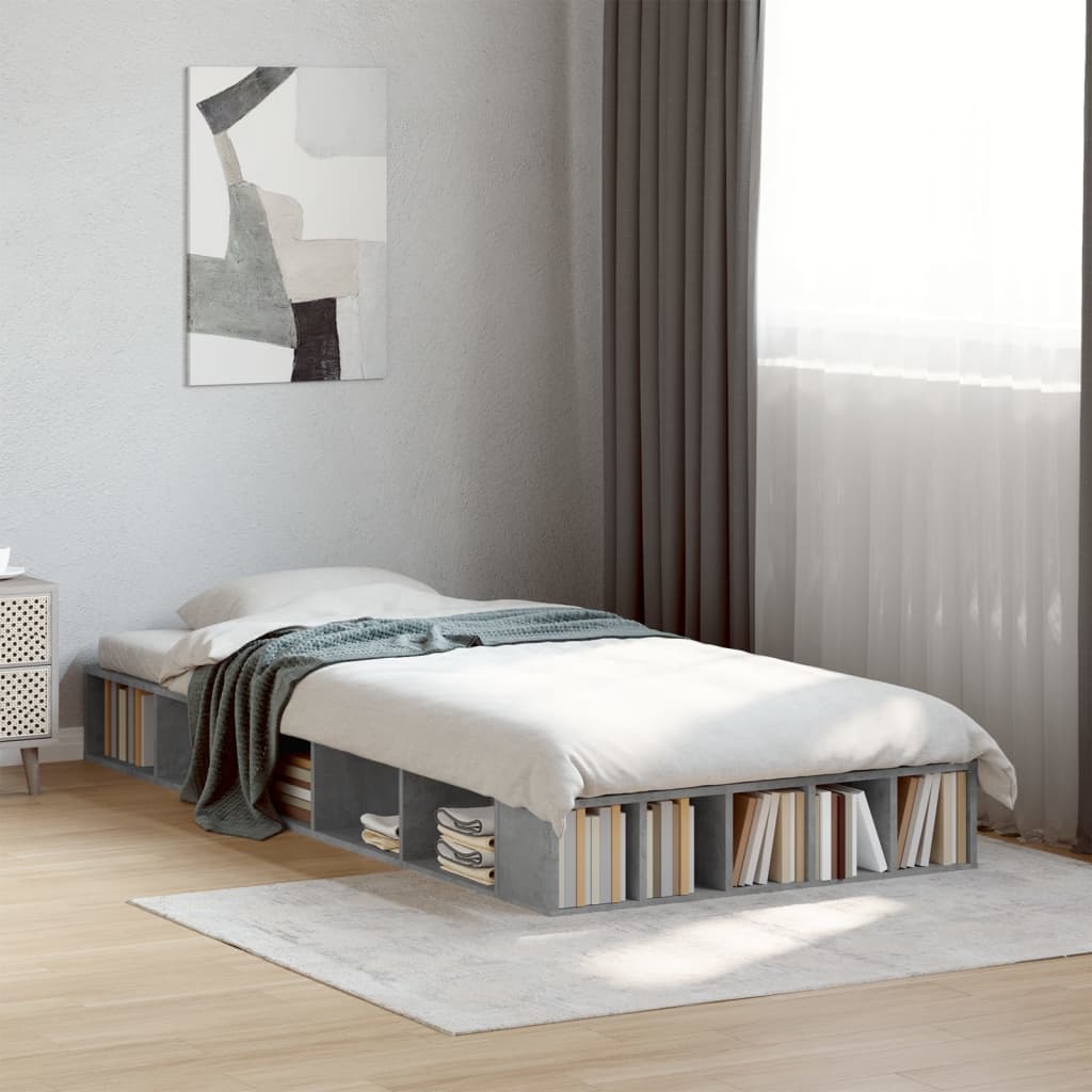 Bed Frame without Mattress Concrete Grey 75x190 cm Small Single