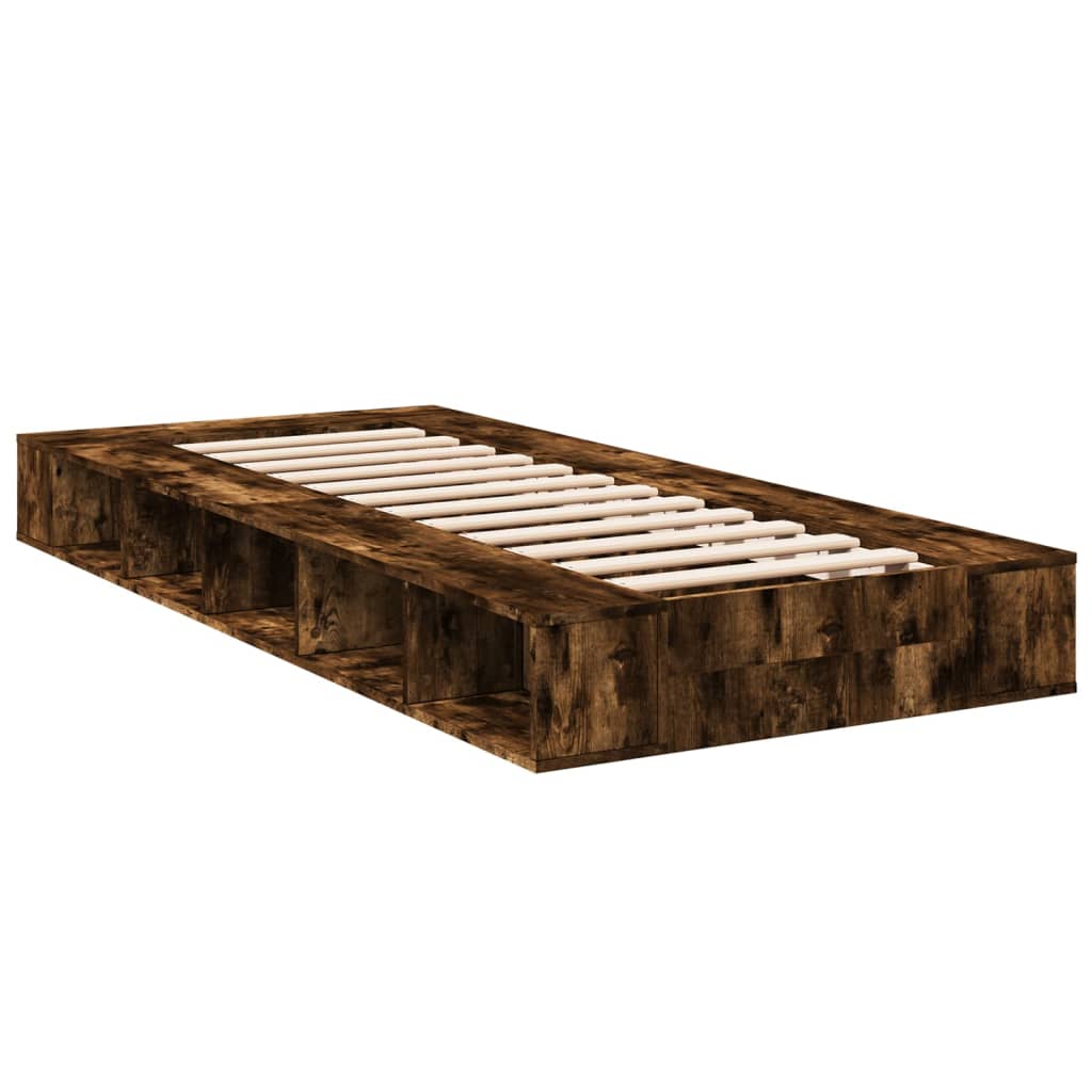 Bed Frame without Mattress Smoked Oak 75x190 cm Small Single