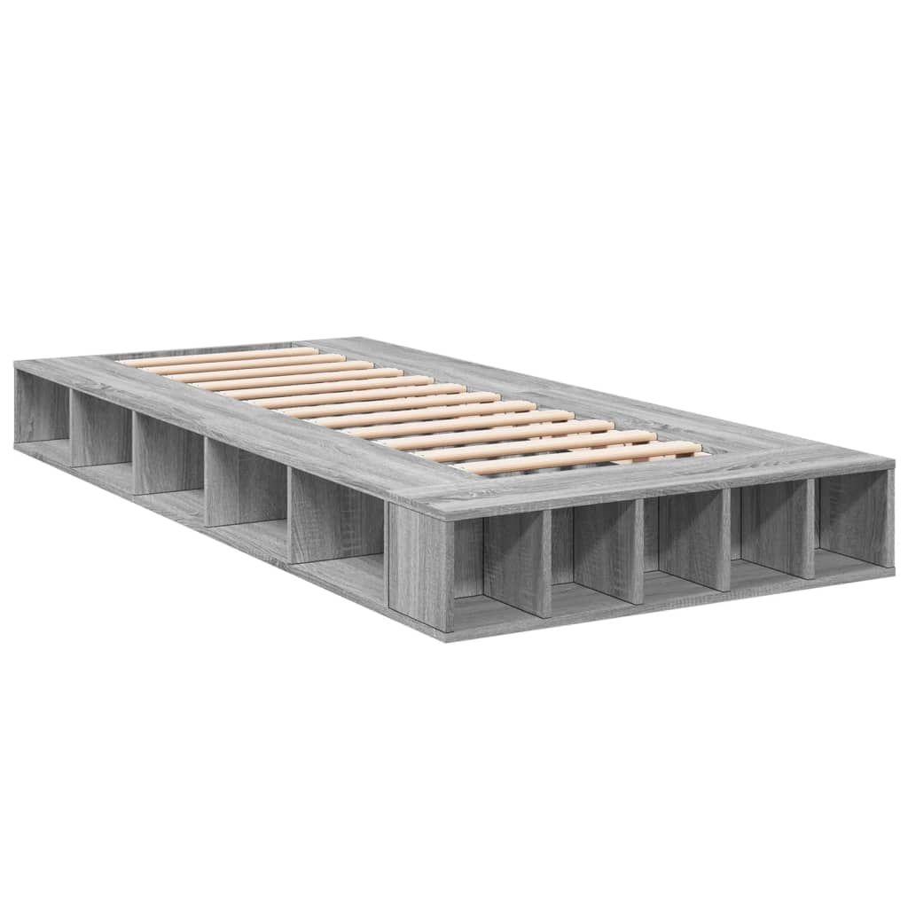 Bed Frame without Mattress Grey Sonoma 75x190 cm Small Single