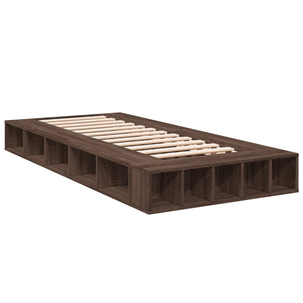 Bed Frame without Mattress Brown Oak 75x190 cm Small Single