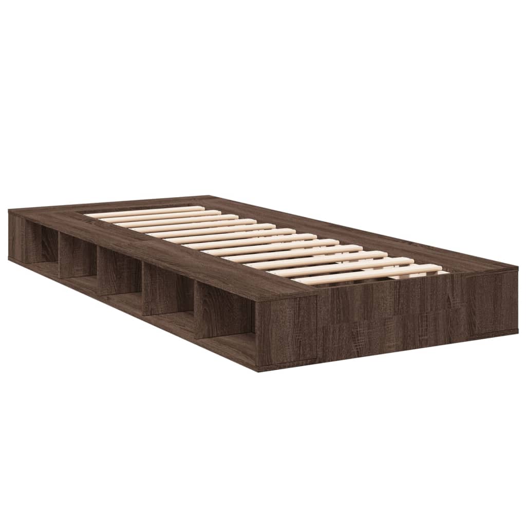 Bed Frame without Mattress Brown Oak 75x190 cm Small Single