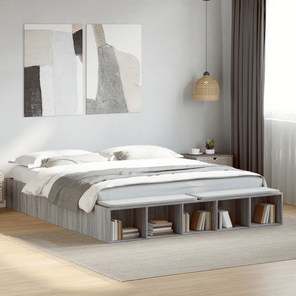 Bed Frame without Mattress Grey Sonoma 200x200 cm