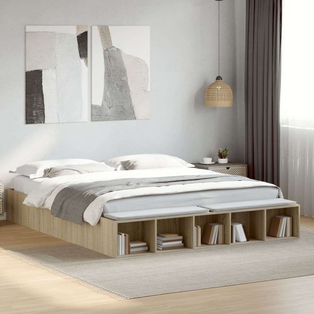 Bed Frame without Mattress Sonoma Oak 180x200 cm Super King