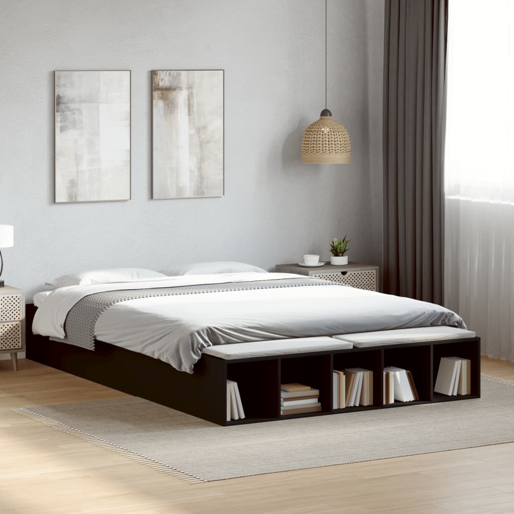 Bed Frame without Mattress Black 150x200 cm King Size