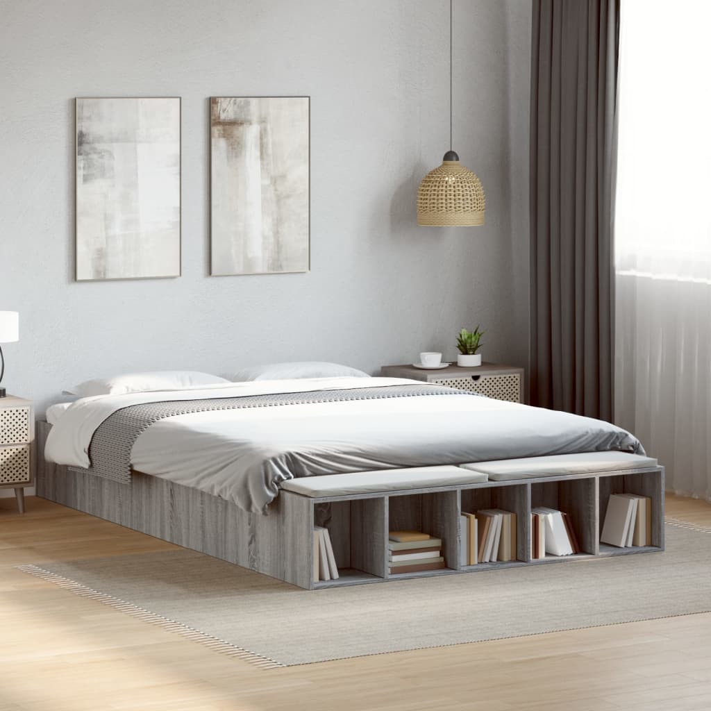 Bed Frame without Mattress Grey Sonoma 150x200 cm King Size