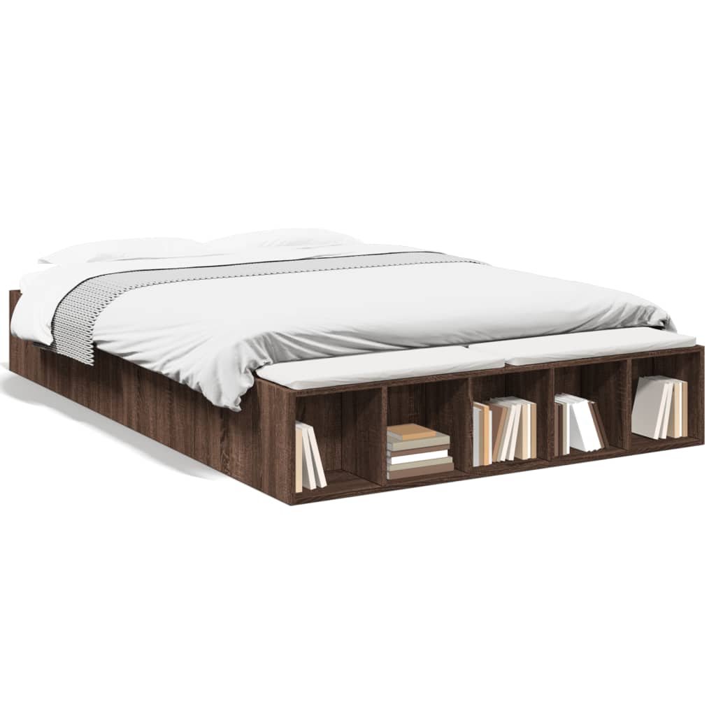 Bed Frame without Mattress Brown Oak 150x200 cm King Size