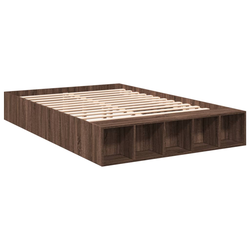 Bed Frame without Mattress Brown Oak 150x200 cm King Size