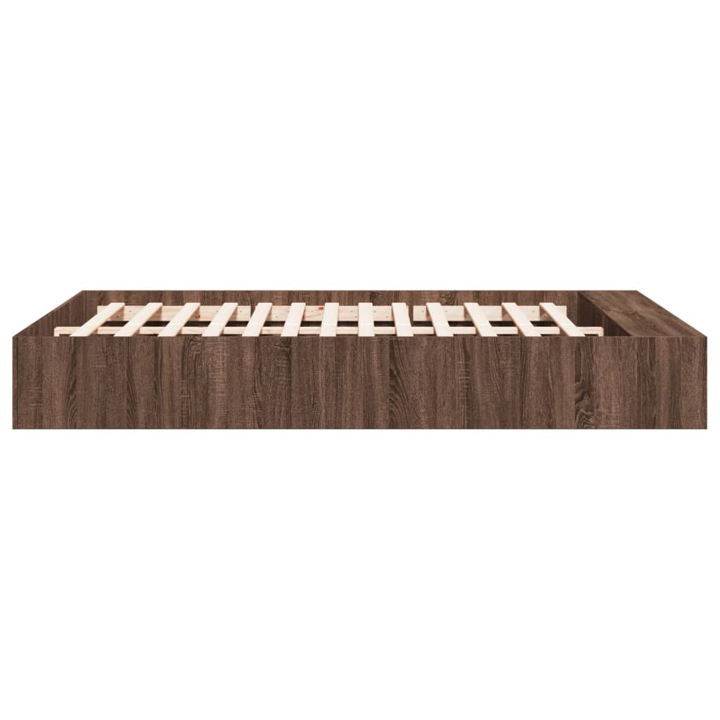 Bed Frame without Mattress Brown Oak 150x200 cm King Size