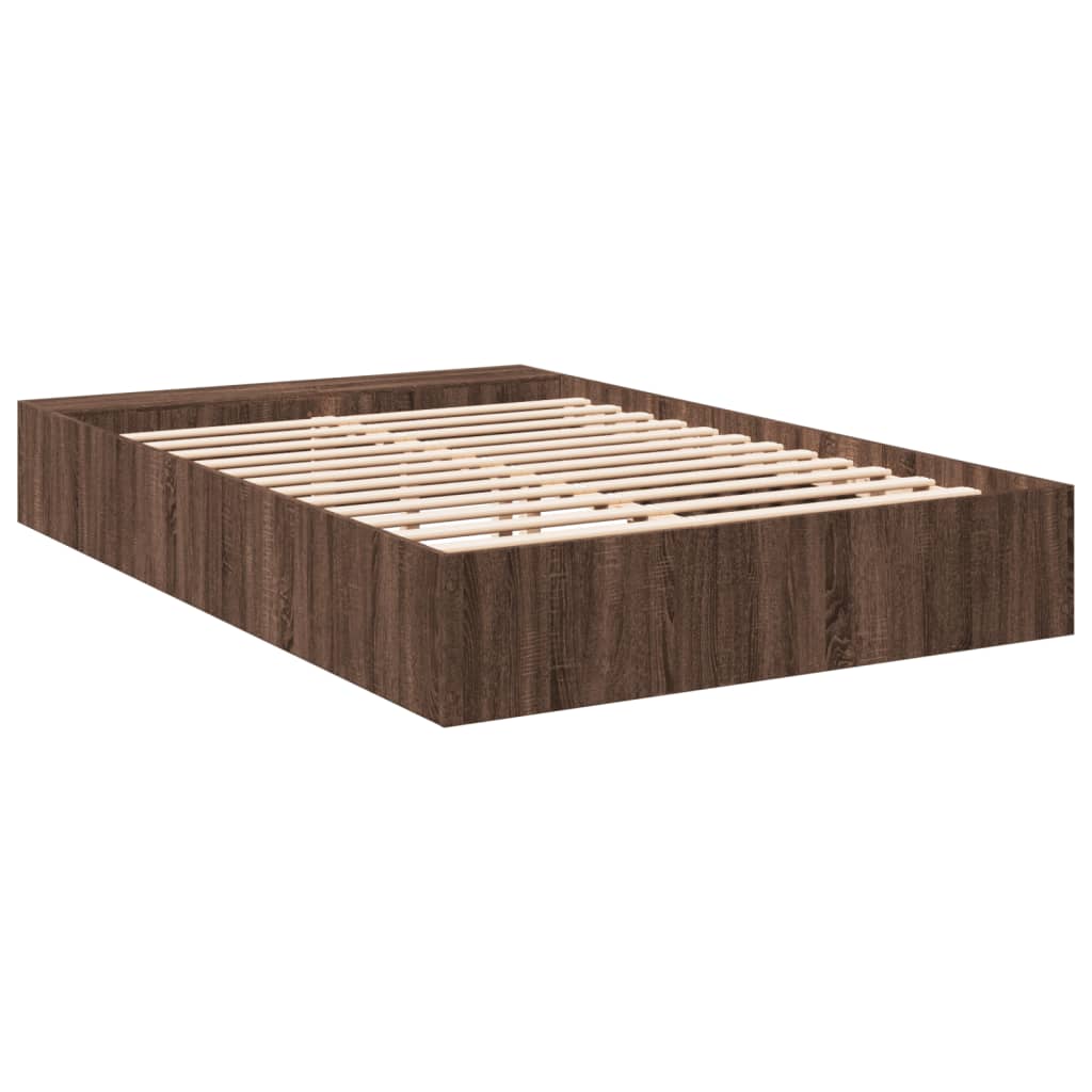 Bed Frame without Mattress Brown Oak 150x200 cm King Size