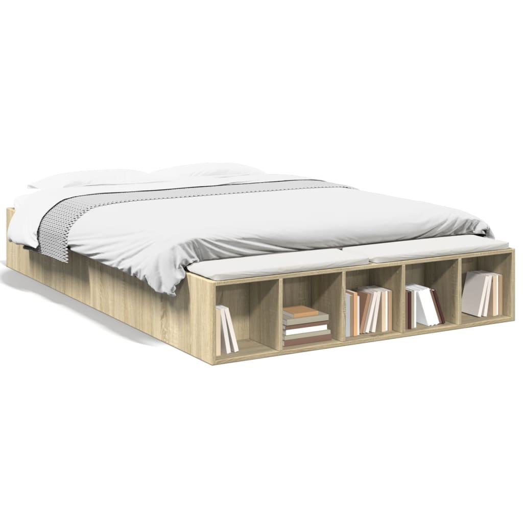Bed Frame without Mattress Sonoma Oak 140x200 cm