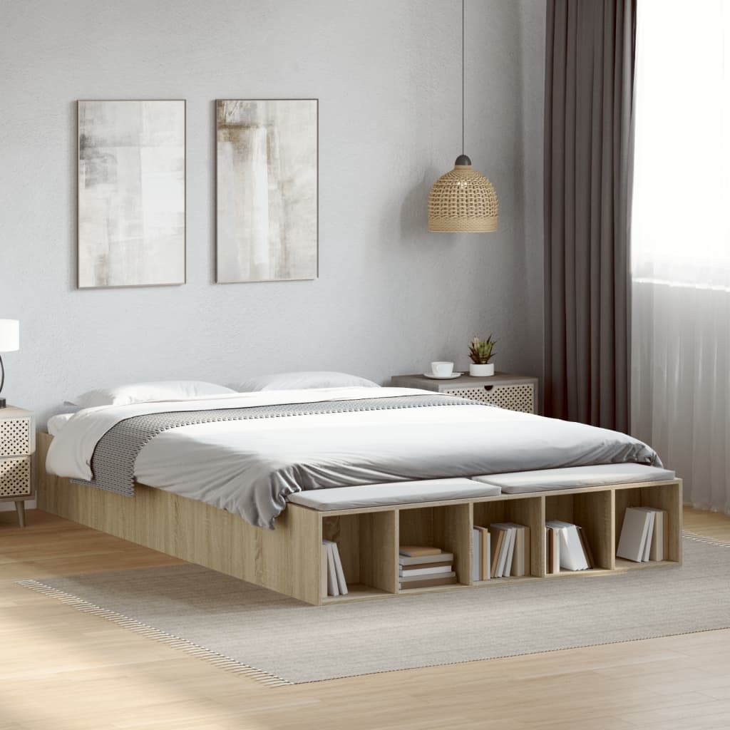 Bed Frame without Mattress Sonoma Oak 140x200 cm