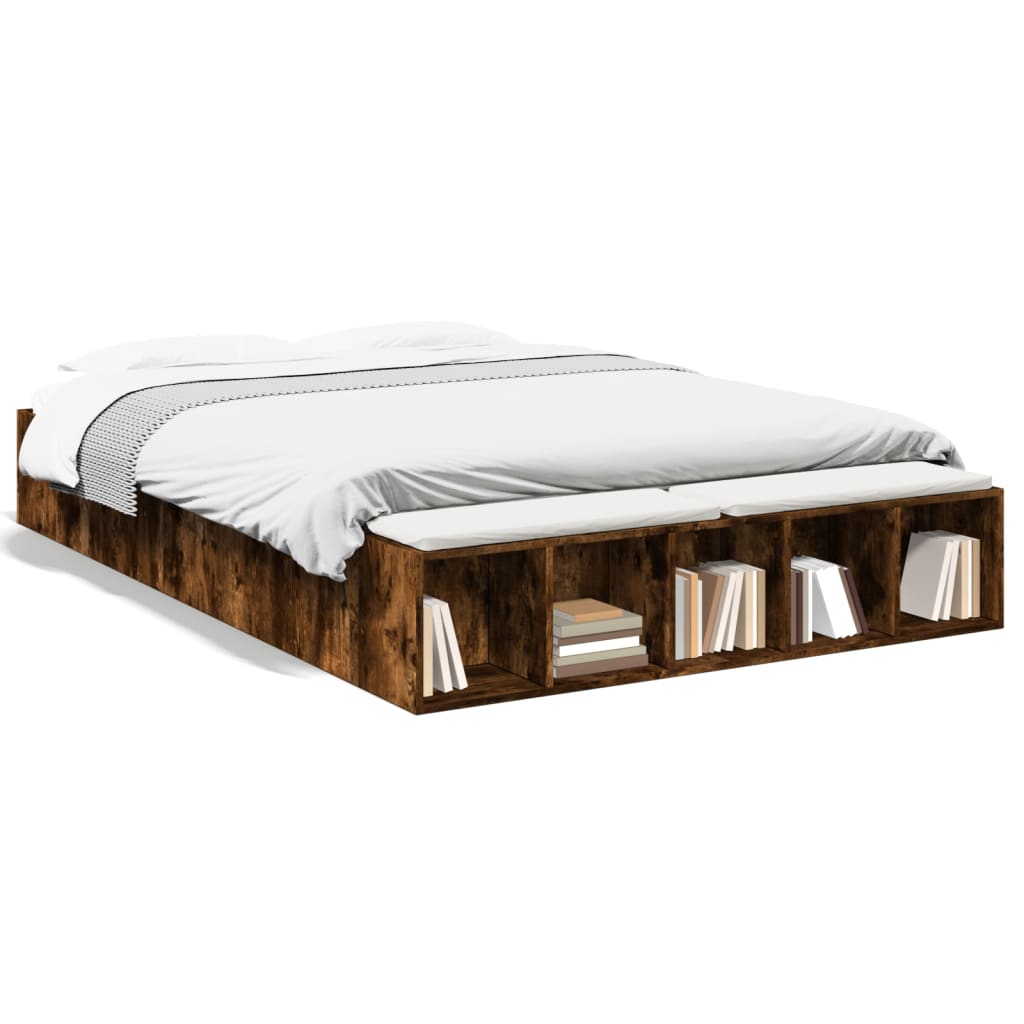 Bed Frame without Mattress Smoked Oak 140x200 cm