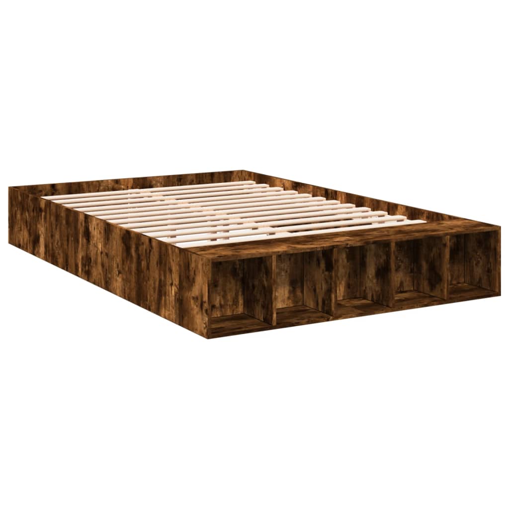 Bed Frame without Mattress Smoked Oak 140x200 cm