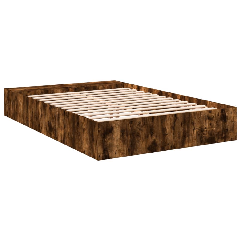 Bed Frame without Mattress Smoked Oak 140x200 cm