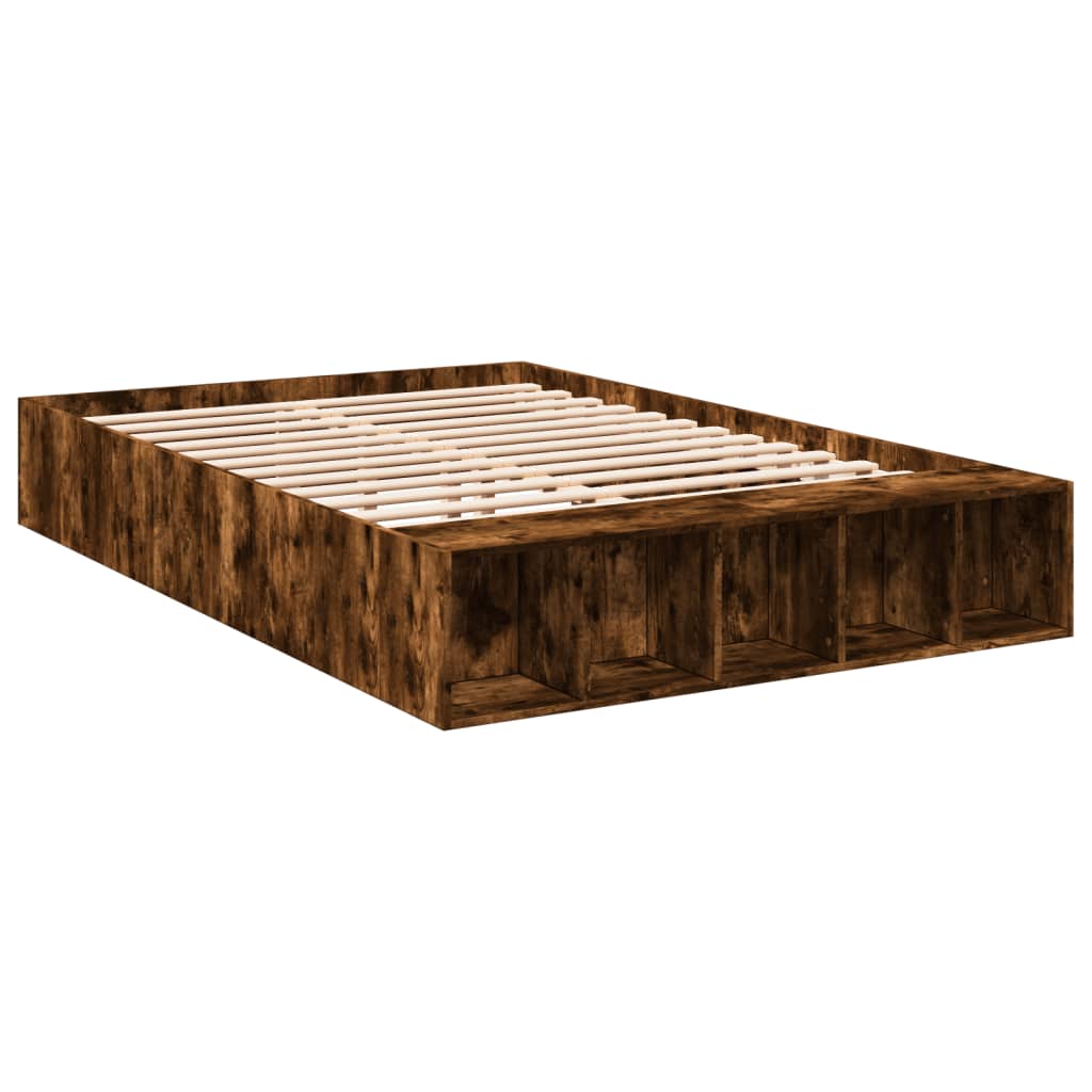 Bed Frame without Mattress Smoked Oak 120x200 cm