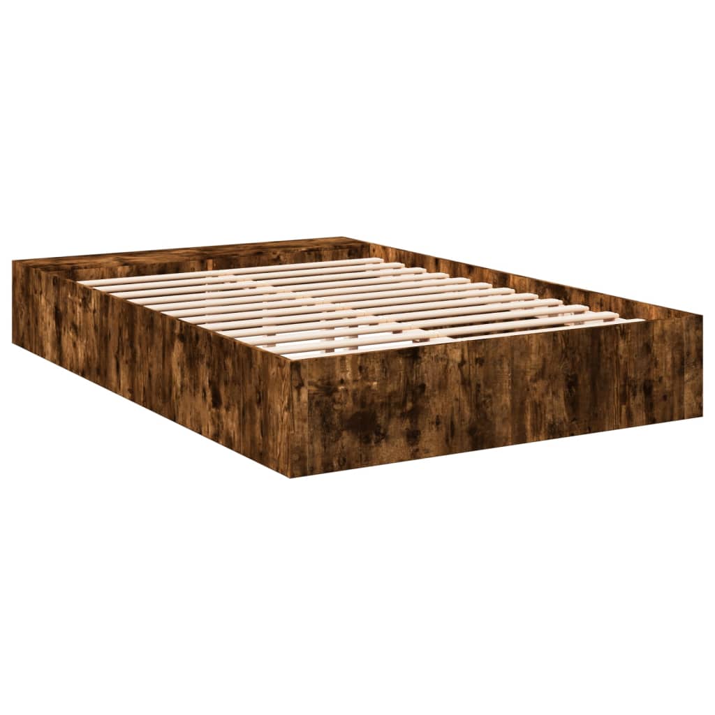 Bed Frame without Mattress Smoked Oak 120x200 cm