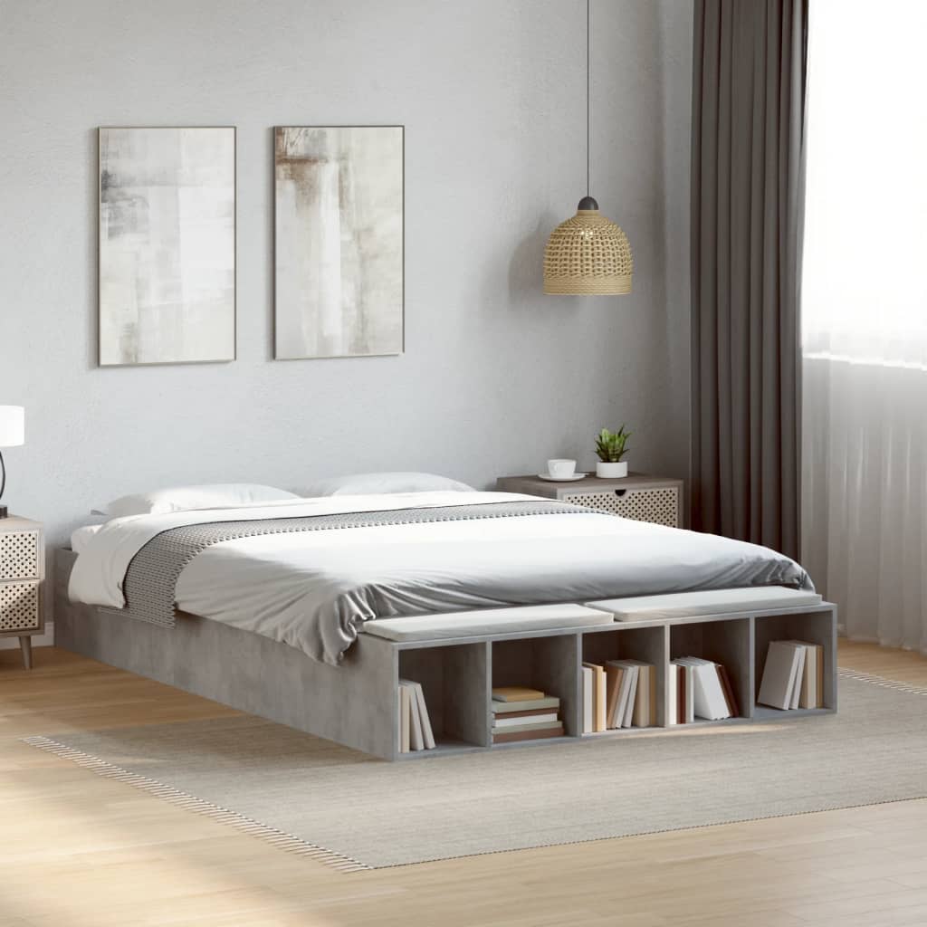 Bed Frame without Mattress Concrete Grey 140x190 cm