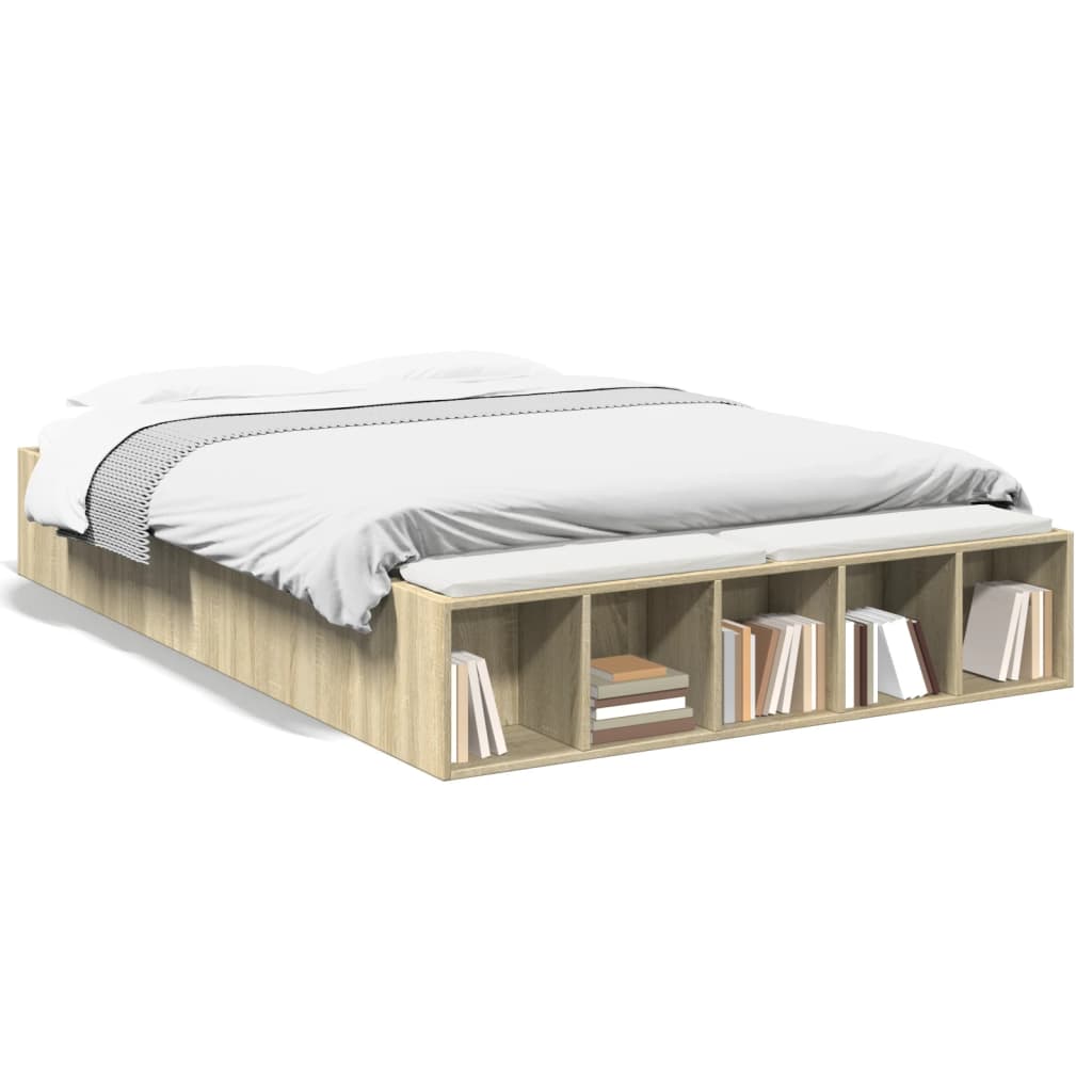 Bed Frame without Mattress Sonoma Oak 135x190 cm Double