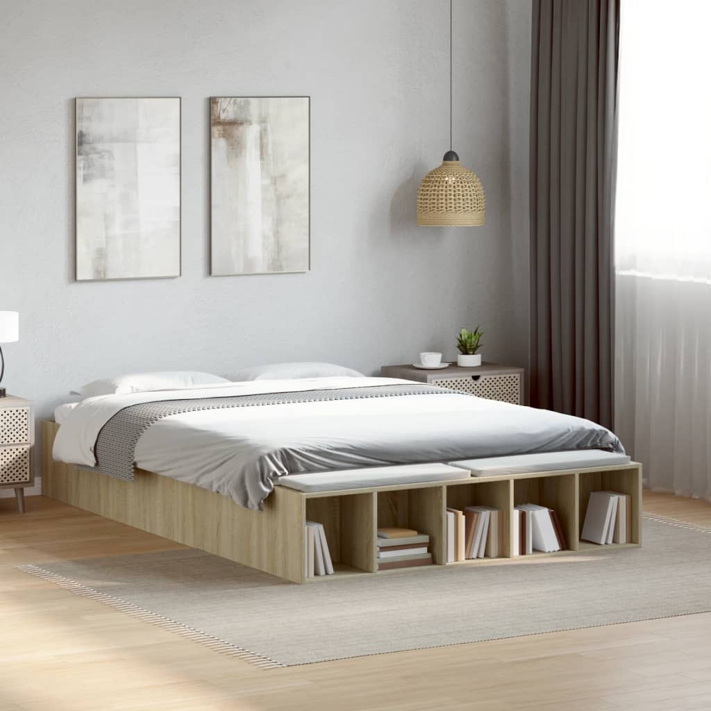 Bed Frame without Mattress Sonoma Oak 135x190 cm Double