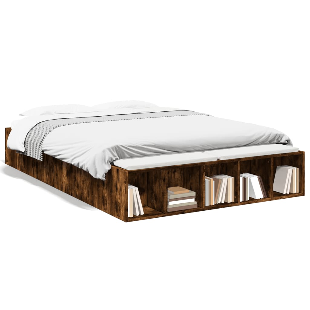 Bed Frame without Mattress Smoked Oak 120x190 cm Small Double