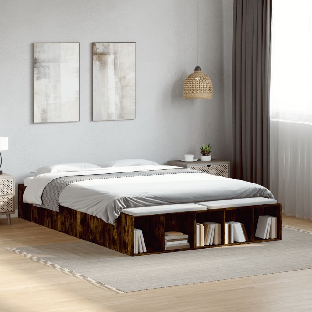 Bed Frame without Mattress Smoked Oak 120x190 cm Small Double