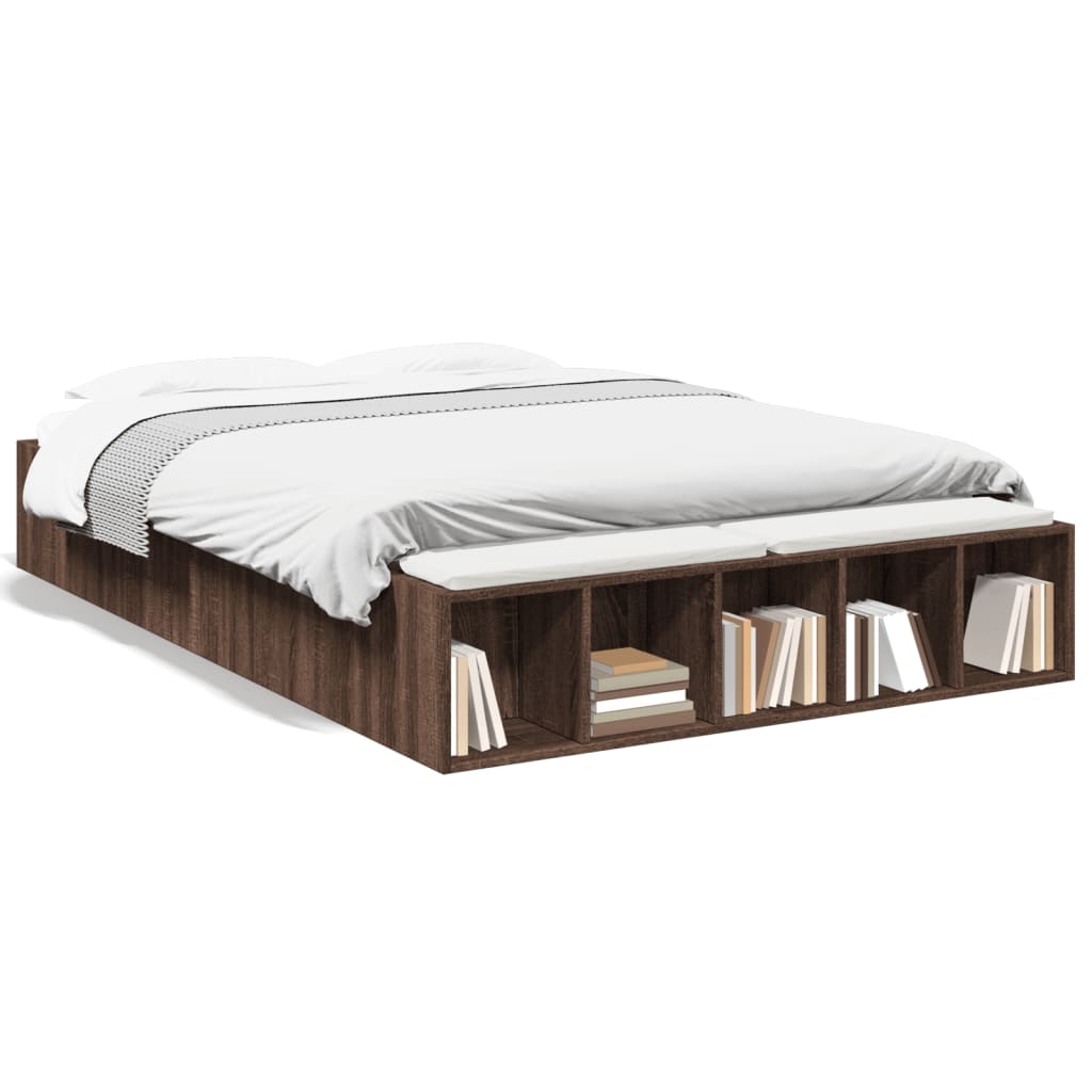 Bed Frame without Mattress Brown Oak 120x190 cm Small Double