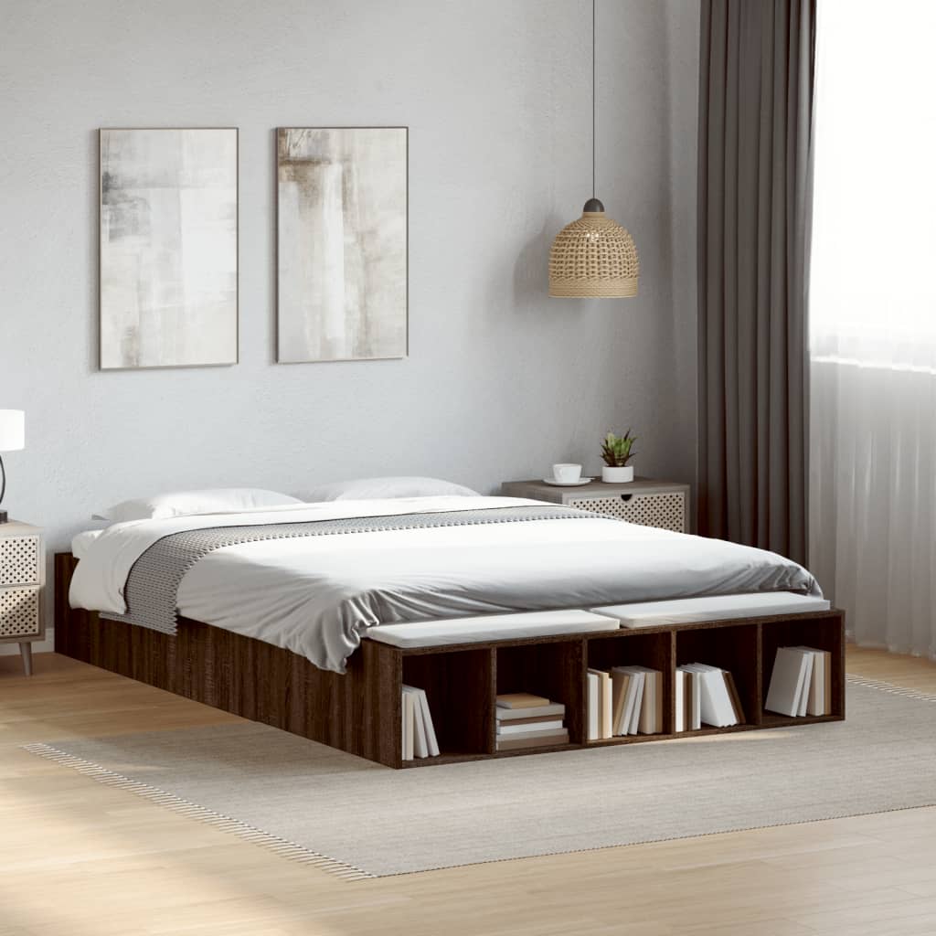 Bed Frame without Mattress Brown Oak 120x190 cm Small Double