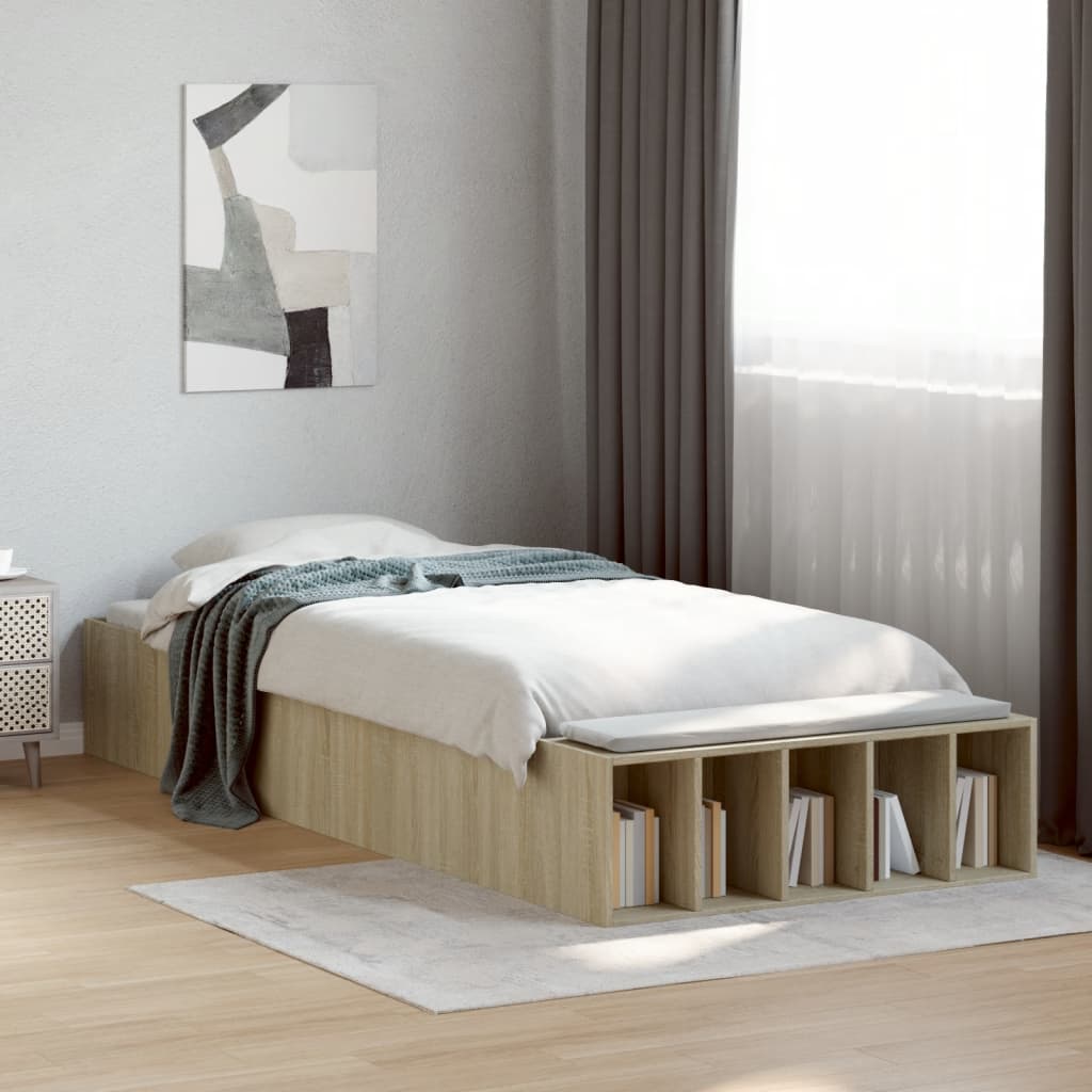 Bed Frame without Mattress Sonoma Oak 100x200 cm