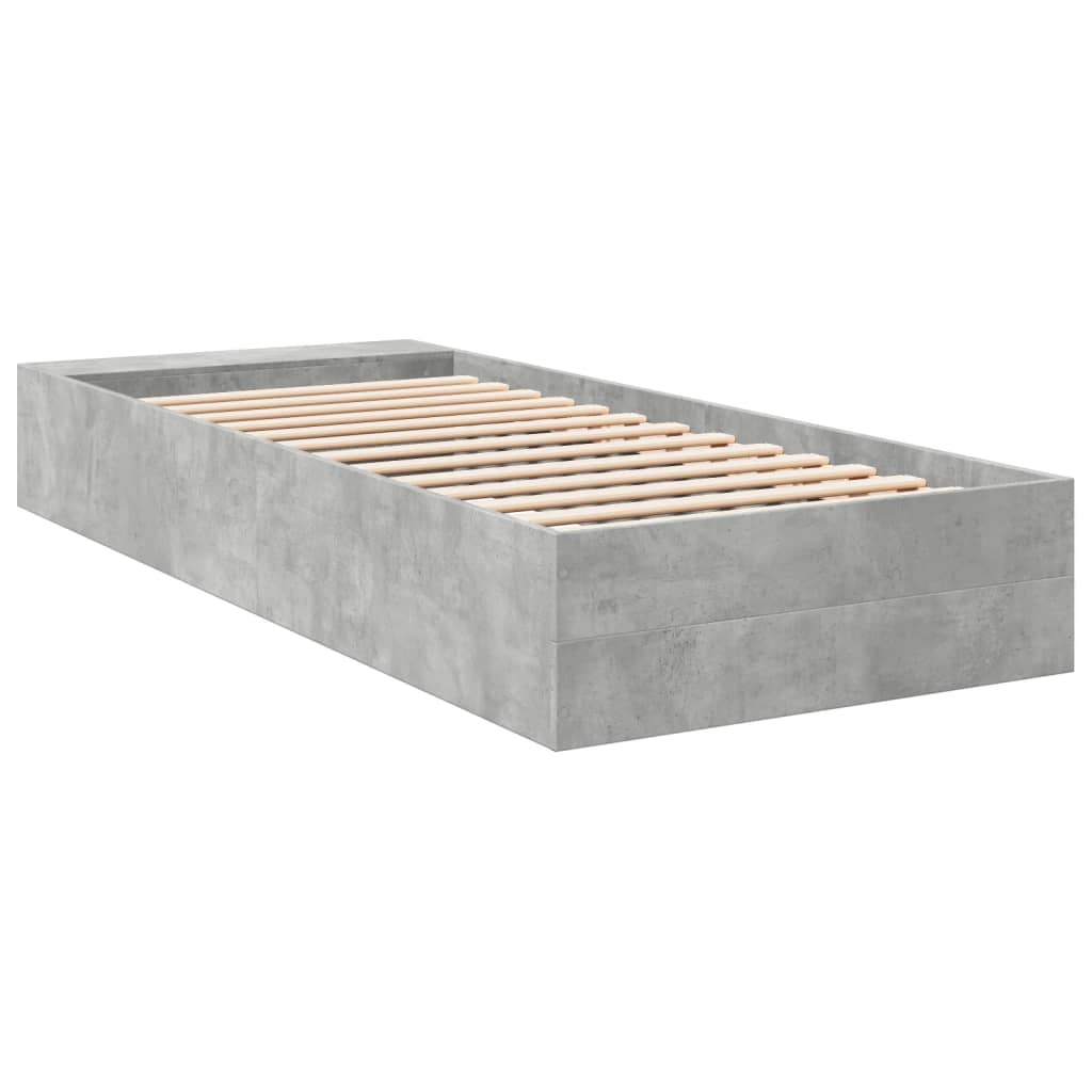 Bed Frame without Mattress Concrete Grey 100x200 cm