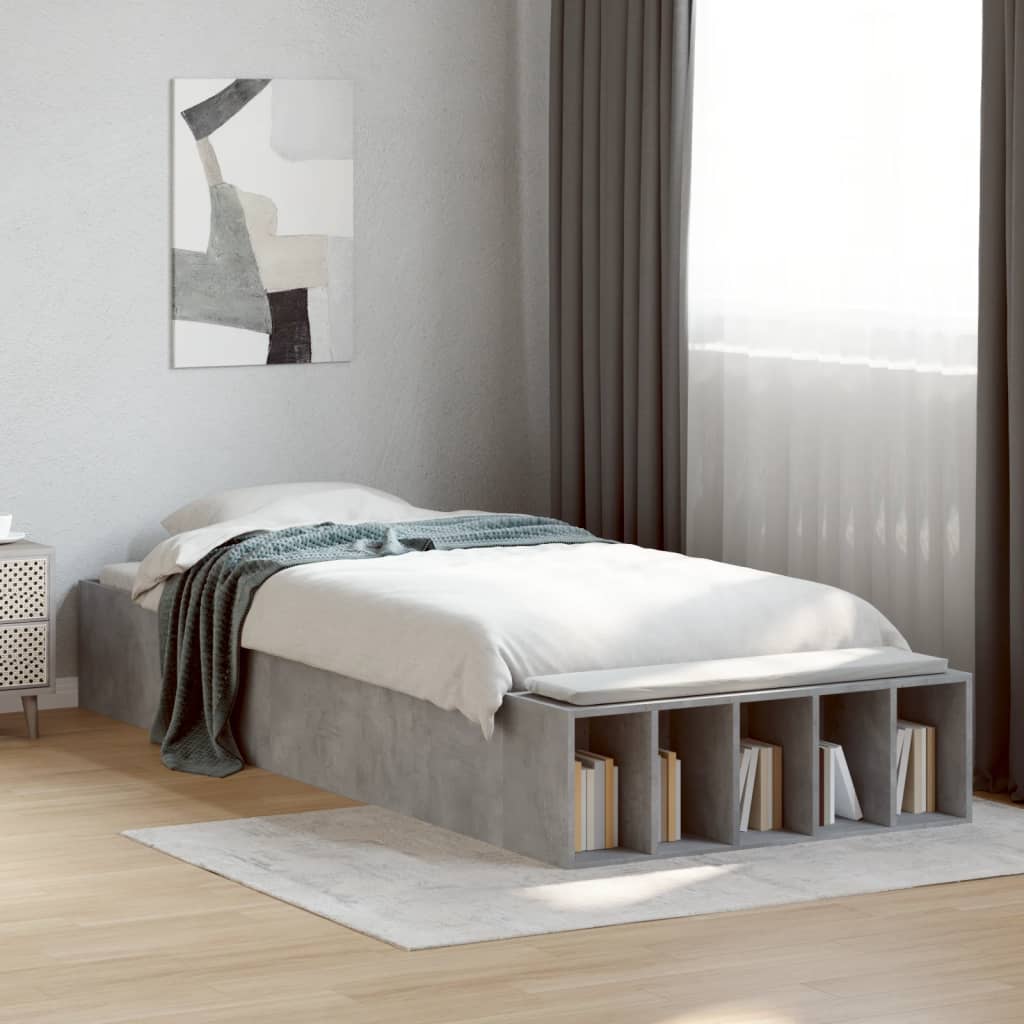 Bed Frame without Mattress Concrete Grey 100x200 cm