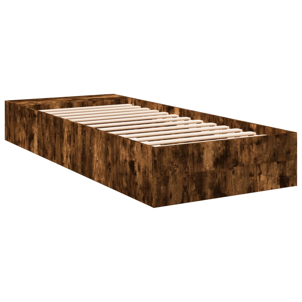 Bed Frame without Mattress Smoked Oak 100x200 cm