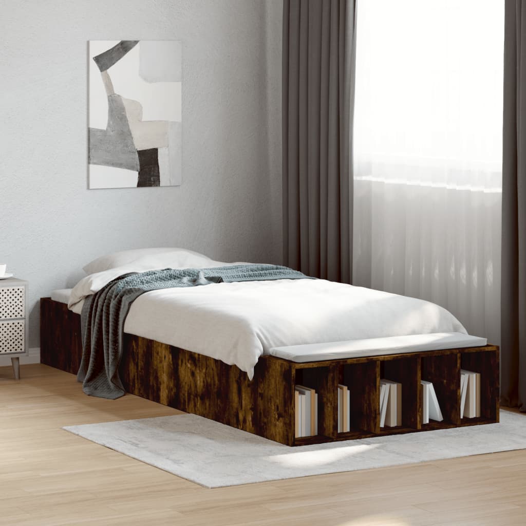 Bed Frame without Mattress Smoked Oak 100x200 cm
