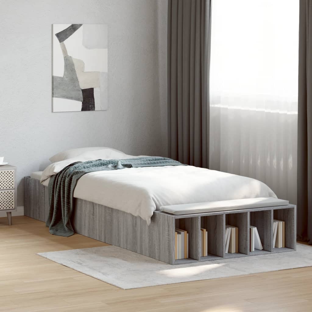 Bed Frame without Mattress Grey Sonoma 100x200 cm
