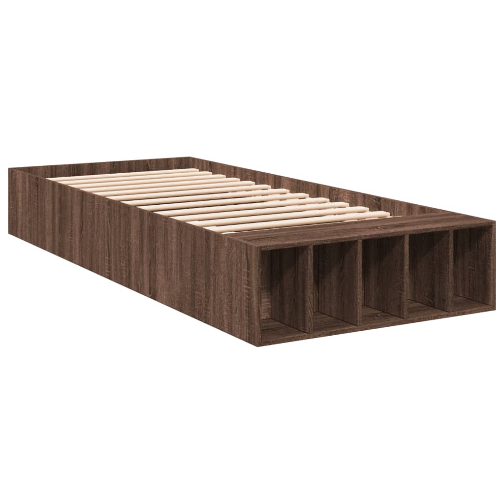 Bed Frame without Mattress Brown Oak 100x200 cm