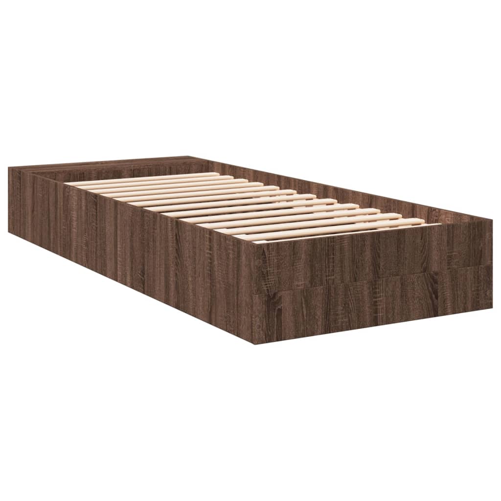 Bed Frame without Mattress Brown Oak 100x200 cm