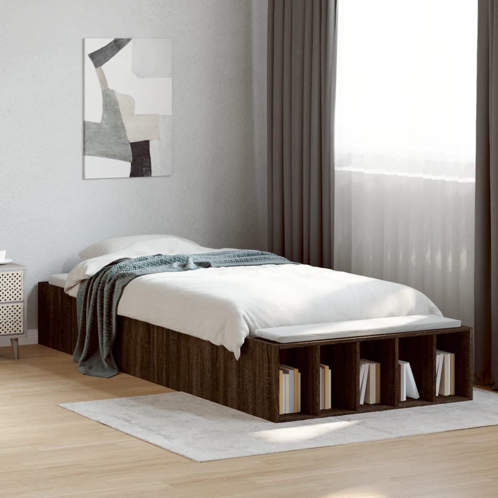 Bed Frame without Mattress Brown Oak 100x200 cm