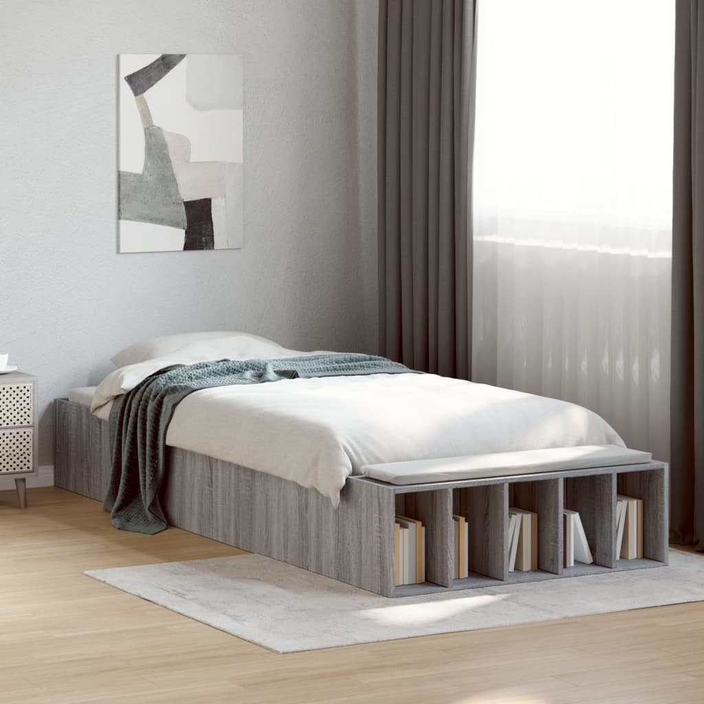 Bed Frame without Mattress Grey Sonoma 90x200 cm