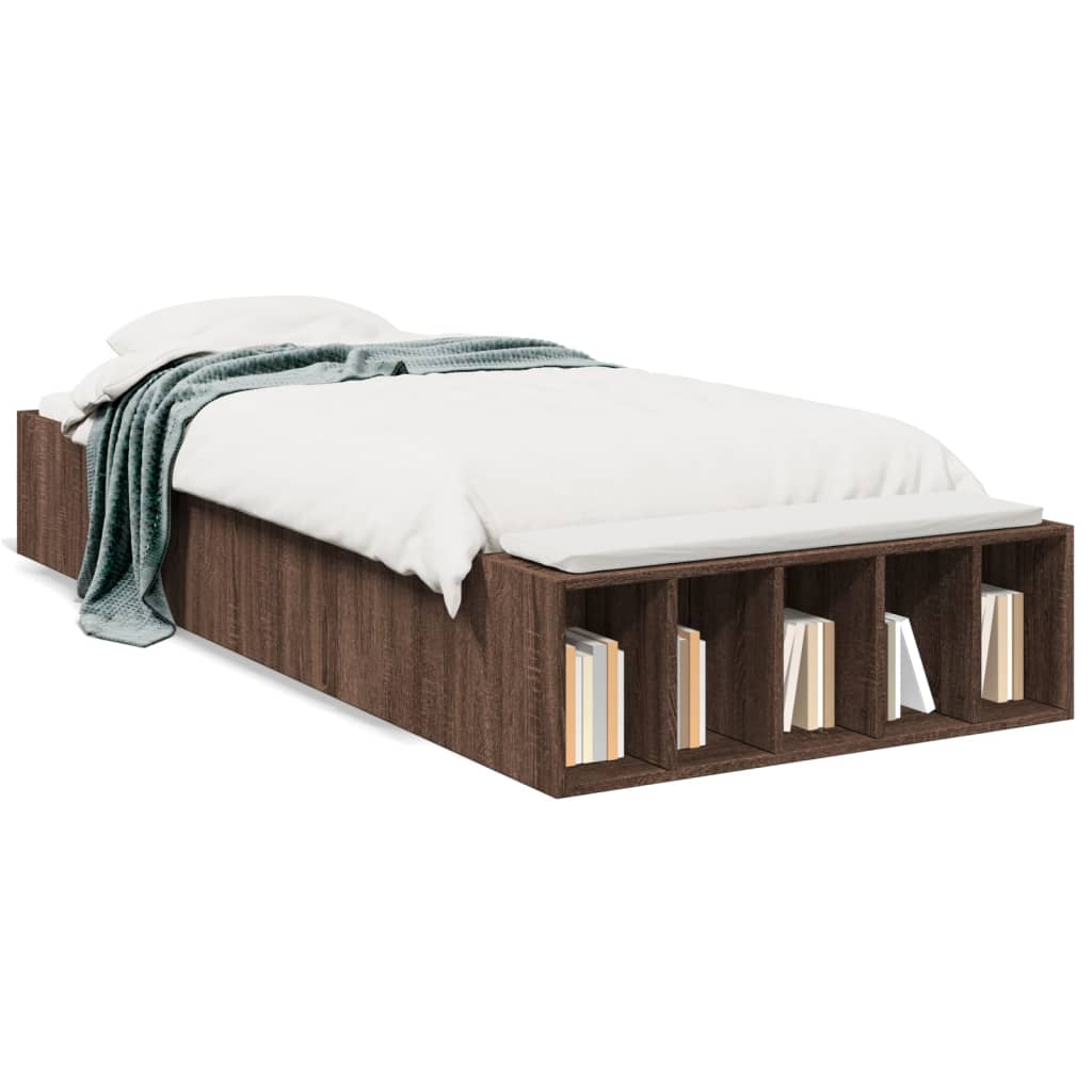 Bed Frame without Mattress Brown Oak 90x200 cm