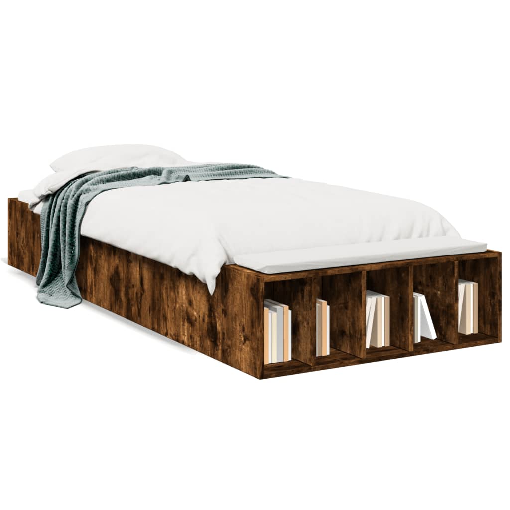 Bed Frame without Mattress Smoked Oak 90x190 cm Single