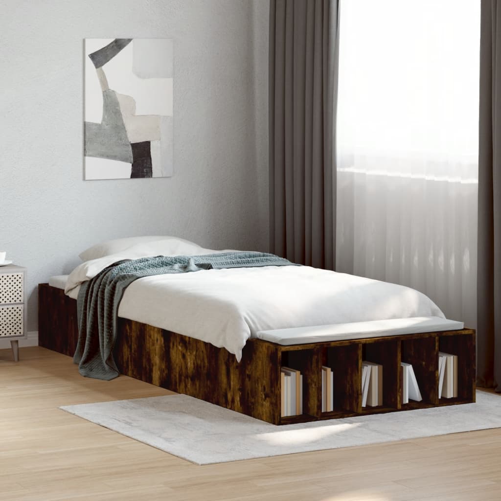 Bed Frame without Mattress Smoked Oak 90x190 cm Single