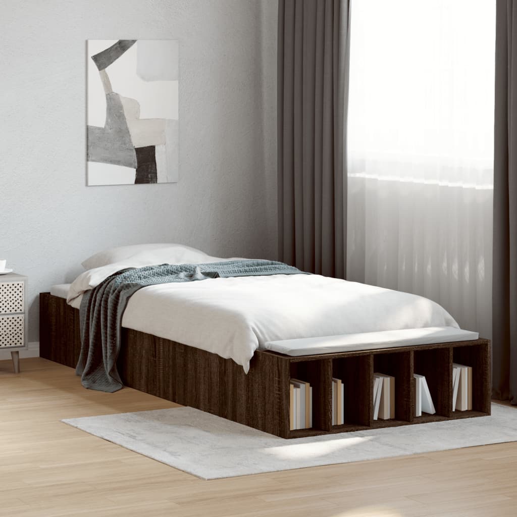 Bed Frame without Mattress Brown Oak 90x190 cm Single