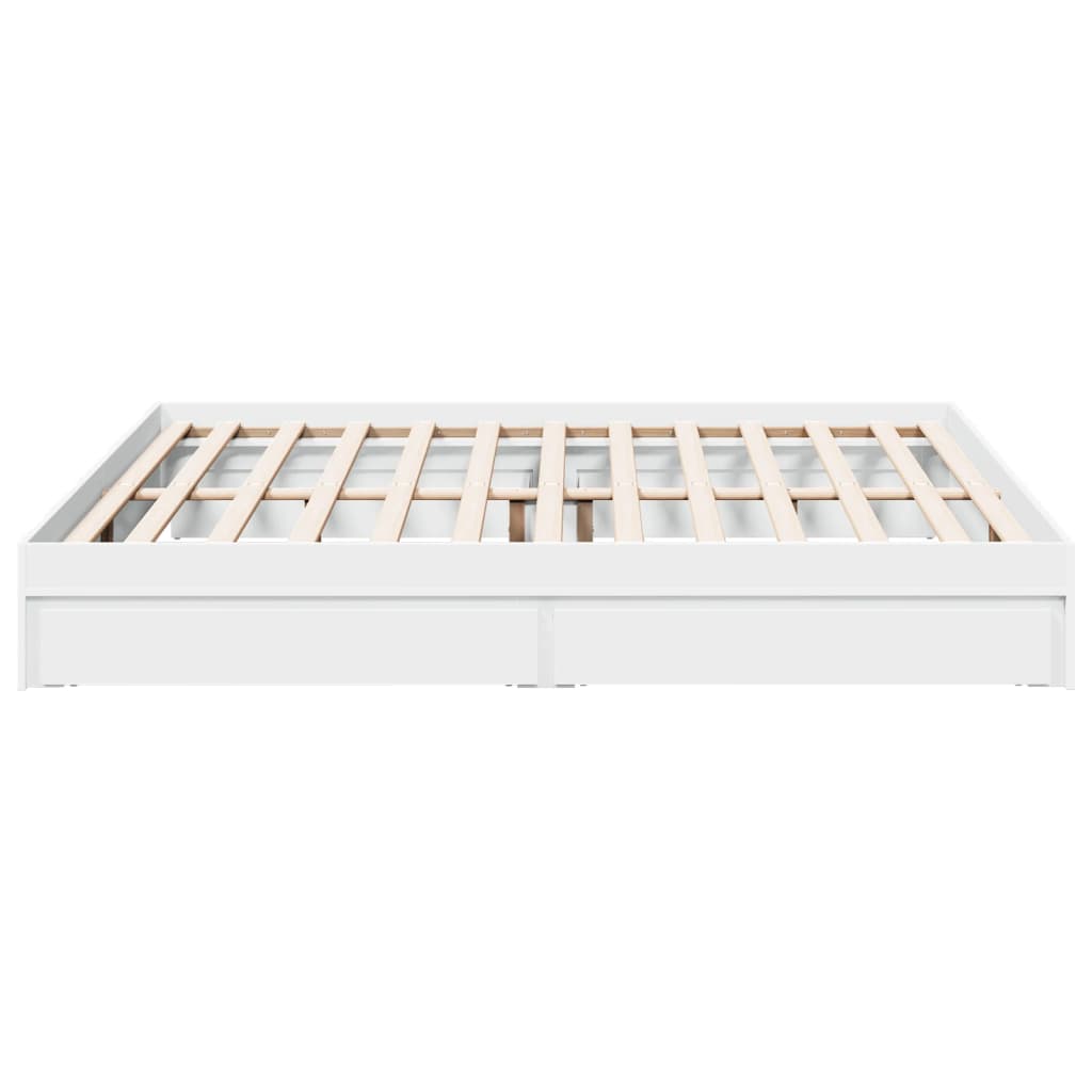 Bed Frame with Drawers without Mattress White 200x200 cm