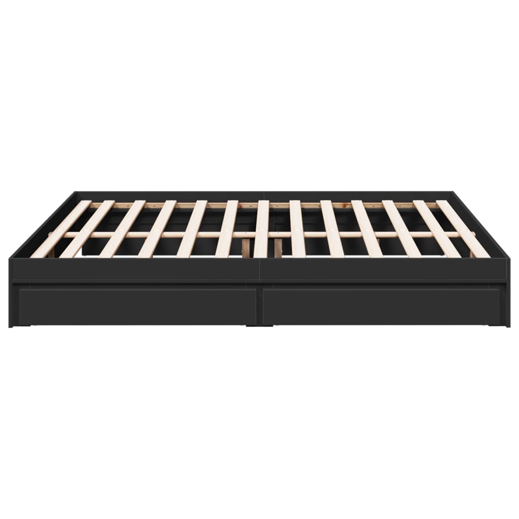 Bed Frame with Drawers without Mattress Black 200x200 cm
